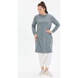 Kado Online Basic Rahat Kalıp Uzun Kadın Tunik - Mint - 48