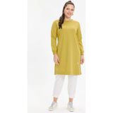 Kado Online Basic Rahat Kalıp Uzun Kadın Tunik - Sarı - 42