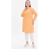 Kado Online Basic Rahat Kalıp Uzun Kadın Tunik - Turuncu - 42