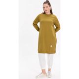 Kado Online Basic Rahat Kalıp Uzun Kadın Tunik - Yağ Yeşili - 50