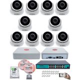 Kadraj 10 Kameralı Ip Dome Güvenlik Kamerası Seti | 4mp Ultra Hd, 30M Gece Görüş, Ses Alma, Uzaktan Izleme + 2tb H.d.d + 200M Cat 6 - Beyaz
