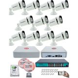 Kadraj 11 Kameralı güvenlik Ip Kamera Seti - 4mp Dış Mekan Kamera, 3.6mm Lens, H.265+, Poe, Gece Renkli Görüş, 16 Kanal Nvr, 16 Port Poe Switch, 2tb HDD - Beyaz