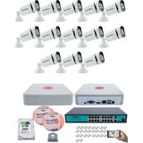 Kadraj 13 Kameralı güvenlik Ip Kamera Seti - 4mp Dış Mekan Kamera, 3.6mm Lens, H.265+, Poe, Gece Renkli Görüş, 16 Kanal Nvr, 16 Port Poe Switch, 2tb HDD - Beyaz