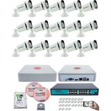 Kadraj 15 Kameralı güvenlik Ip Kamera Seti - 4mp Dış Mekan Kamera, 3.6mm Lens, H.265+, Poe, Gece Renkli Görüş, 16 Kanal Nvr, 16 Port Poe Switch, 2tb HDD - Beyaz