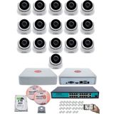 Kadraj 16 Kameralı Ip Dome Güvenlik Kamerası Seti | 4mp Ultra Hd, 30M Gece Görüş, Ses Alma, Uzaktan Izleme + 2tb H.d.d + 200M Cat6 - Beyaz