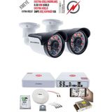 Kadraj 2 Kameralı Güvenlik Kamera Seti - Ekstra Uzun Mesafeli Güçlü, 5mp Sony Lens, 70M Dayanıklı Kablolama, 6 Atom Led, IP66 Su Geçirmez Kasa