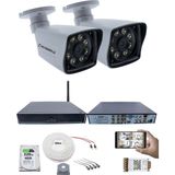 Kadraj 2 Kameralı Güvenlik Seti - 5mp Sony Seculens, 1080P Full Hd Ahd, 8 Ultra Warm Led, Gece Görüşlü, 5mp Dvr + Wifi Adaptörü, V1