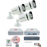 Kadraj 3'lü Güvenlik Ip Kamera Seti - 4mp Dış Mekan Kamera H42, 3.6mm Lens, H.265, Poe, Warm Ir Gece Görüşü, 9 Kanal Nvr, 4 Port Poe Switch, 100 Metre Cat6