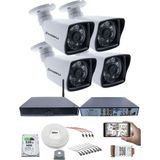 Kadraj 4 Kamera Seti - 5mp Sony Seculens, 1080P Full Hd Ahd Güvenlik Kamerası, Gece Görüşü, 6 Atom Led, Su Geçirmez, Kolay Montaj, V1 - Beyaz