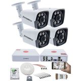 Kadraj 4 Kameralı Set Kadraj - 5mp Sony Seculensli 1080P Full Hd Ahd Güvenlik Kamerası - Gece Görüşlü, 8 Ultra Warm Led, Colorvu Teknolojisi, Metal Aluminyum
