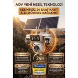 Kadraj 4 Kameralı Solar Panelli Güneş Enerjili Uzaktan Kontrol ,7/24 Aralıksız Kayıt, 2 Solar Panel,aı - Beyaz