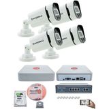 Kadraj 4'lü Güvenlik Ip Kamera Seti - 4mp Dış Mekan Kamera, 3.6mm Lens, H.265, Poe, Warm Ir Gece Görüşü, 9 Kanal Nvr, 4 Port Poe Switch, 500GB Hdd, 100 Metre - Beyaz