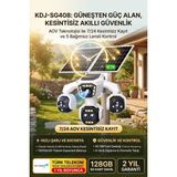 Kadraj 5 Kameralı Güneş Enerjili 18X Optik Zoom Solar Panelli Profesyonel Dış Mekân Güvenlik Kamerası 100TT - Beyaz