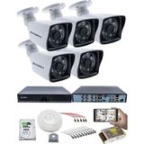 Kadraj 5 Kameralı Güvenlik Kamerası Seti - 5mp Sony Seculensli 1080P Full Hd Ahd, 6 Atom Led, Gece Görüşlü, IP66 Su Geçirmez, Güvenlik Kamerası, Plastik Kasa