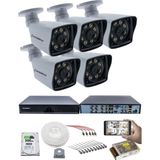 Kadraj 5 Kameralı Güvenlik Kamerası Seti - 5mp Sony Seculensli 1080P Full Hd Ahd, 8 Ultra Warm Led, Gece Renkli Görüş, Plastik Kasa