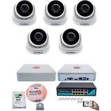 Kadraj 5 Kameralı Ip Dome Güvenlik Kamerası Seti | 4mp Ultra Hd, 30M Gece Görüş, Ses Alma, Uzaktan Izleme