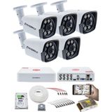 Kadraj 5 Kameralı Set - 5mp Sony Seculensli 1080P Full Hd Ahd, 8 Ultra Warm Led, Gece Renkli, Colorvu Teknolojisi, Metal V1 - Beyaz