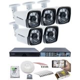 Kadraj 5'li Kamera Seti 5mp Sony Seculensli 1080P Full Hd, 6 Atom Led, Ahd Güvenlik Kamerası Seti, Gece Görüşlü, Metal Kasa