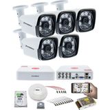 Kadraj 5'li Kamera Seti 5mp Sony Seculensli 1080P Full Hd, 6 Atom Led, Ahd Güvenlik Kamerası Seti, Gece Görüşlü, V1