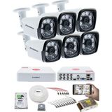 Kadraj 6 Kameralı Set 5mp Sony Seculensli 1080P Full Hd, 6 Atom Led, Ahd Güvenlik Kamerası Seti, Gece Görüşlü, Metal Kasa - Beyaz