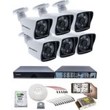 Kadraj 6 Kameralı Set - 5mp Sony Seculensli 1080P Full Hd Ahd, 6 Atom Led, Gece Görüşlü, IP66 Su Geçirmez, Güvenlik Kamerası, Plastik Kasa