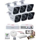 Kadraj 6 Kameralı Set - 5mp Sony Seculensli 1080P Full Hd Ahd, 6 Atom Led, Gece Görüşlü, IP66 Su Geçirmez, Güvenlik Kamerası, V1 - Beyaz
