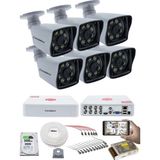 Kadraj 6'lı Güvenlik Kamerası Seti - 5mp Sony Seculensli 1080P Full Hd Ahd, 8 Ultra Warm Led, Gece Renkli, V1 - Beyaz