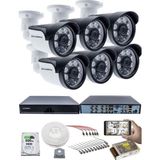 Kadraj 6'lı Kamera Seti 5mp Sony Seculensli 1080P, 6 Atom Led, full Hd Ahd Güvenlik Kamerası Seti , Gece Görüşlü, IP66 Plastik Kasa - Beyaz