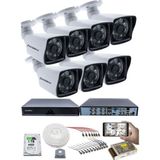 Kadraj 7 Kameralı Güvenlik Kamerası Seti - 5mp Sony Seculensli 1080P Full Hd Ahd, 6 Atom Led, Gece Görüşlü, IP66 Su Geçirmez, Plastik Kasa