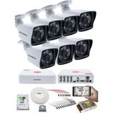 Kadraj 7 Kameralı Güvenlik Kamerası Seti - 5mp Sony Seculensli 1080P Full Hd Ahd, 6 Atom Led, Gece Görüşlü, IP66 Su Geçirmez, V1