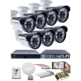 Kadraj 7'lı Kamera Seti - 5mp Sony Seculensli 1080P, 6 Atom Led, Full Hd Ahd Güvenlik Kamerası Seti, Gece Görüşlü, IP66 Plastik Kasa