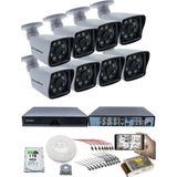 Kadraj 8 Kameralı Güvenlik Kamerası Seti - 5mp Sony Seculensli 1080P Full Hd Ahd, 8 Ultra Warm Led, Gece Renkli Görüşlü, Plastik Kasa
