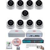 Kadraj 9 Kameralı Ip Dome Güvenlik Kamerası Seti 4mp Ultra Hd 30M Gece Görüş Ses Alma Uzaktan İzleme - Beyaz