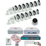 Kadraj Ip Güvenlik Kamera Seti - 1 Iç Mekan Ip Kamera, 13 dış Mekan Ip Kamera, 2tb H.d.d, 16 kanal Nvr, Gece Görüş, Uzaktan Izleme, Hareket Tabiki, Insan Tes - Beyaz