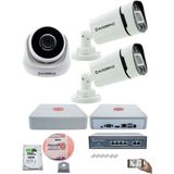 Kadraj Ip Güvenlik Kamera Seti - 1 Iç Mekan Ip Kamera, 2 dış Mekan Ip Kamera, 500GB H.D.D, 9 Kanal Nvr, Gece Görüş, Uzaktan Izleme, Hareket Tabiki, Insan Tes - Beyaz
