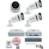 Kadraj Ip Güvenlik Kamera Seti - 1 Iç Mekan Ip Kamera, 3 dış Mekan Ip Kamera, 500GB H.d.d, 9 Kanal Nvr, Gece Görüş, Uzaktan Izleme, Hareket Tabiki, Insan Tes - Beyaz