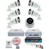 Kadraj Ip Güvenlik Kamera Seti - 1 Iç Mekan Ip Kamera, 5 dış Mekan Ip Kamera, 1tb H.d.d, 9 Kanal Nvr, Gece Görüş, Uzaktan Izleme, Hareket Tabiki, Insan Tespi - Beyaz