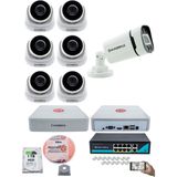 Kadraj Ip Güvenlik Kamera Seti - 1 Iç Mekan Ip Kamera, 6 dış Mekan Ip Kamera, 1tb H.d.d, 9 Kanal Nvr, Gece Görüş, Uzaktan Izleme, Hareket Tabiki, Insan Tespi - Beyaz