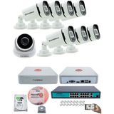 Kadraj Ip Güvenlik Kamera Seti - 1 Iç Mekan Ip Kamera, 7 dış Mekan Ip Kamera, 1tb H.d.d 9 Kanal Nvr, Gece Görüş, Uzaktan Izleme, Hareket Tabiki, Insan Tespi