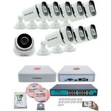 Kadraj Ip Güvenlik Kamera Seti - 1 Iç Mekan Ip Kamera, 8 dış Mekan Ip Kamera, 2tb H.d.d, 16 kanal Nvr, Gece Görüş, Uzaktan Izleme, Hareket Tabiki, Insan Tesp - Beyaz