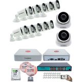 Kadraj Ip Güvenlik Kamera Seti - 2 iç Mekan Ip Kamera, 10 dış Mekan Ip Kamera, 2tb H.d.d, 16 kanal Nvr, Gece Görüş, Uzaktan Izleme, Hareket Tabiki, Insan Tes - Beyaz