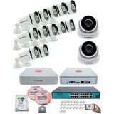 Kadraj Ip Güvenlik Kamera Seti - 2 iç Mekan Ip Kamera, 12 dış Mekan Ip Kamera, 2tb H.d.d, 16 kanal Nvr, Gece Görüş, Uzaktan Izleme, Hareket Tabiki, Insan Tes - Beyaz
