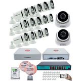 Kadraj Ip Güvenlik Kamera Seti - 2 iç Mekan Ip Kamera, 14 dış Mekan Ip Kamera, 2tb H.d.d, 16 kanal Nvr, Gece Görüş, Uzaktan Izleme, Hareket Tabiki, Insan Tes - Beyaz