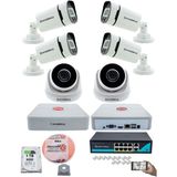 Kadraj Ip Güvenlik Kamera Seti - 2 İç Mekan Ip Kamera 4 Dış Mekan Ip Kamera 1 Tb H.d.d 9 Kanal Nvr Gece Görüş Uzaktan İzleme Hareket Tabiki İnsan Tespi - Beyaz