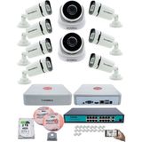 Kadraj Ip Güvenlik Kamera Seti - 2 iç Mekan Ip Kamera, 7 dış Mekan Ip Kamera, 2tb H.d.d, 16 kanal Nvr, Gece Görüş, Uzaktan Izleme, Hareket Tabiki, Insan Tesp - Beyaz