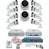 Kadraj Ip Güvenlik Kamera Seti - 2 iç Mekan Ip Kamera, 8 dış Mekan Ip Kamera, 2tb H.d.d, 16 kanal Nvr, Gece Görüş, Uzaktan Izleme, Hareket Tabiki, Insan Tesp - Beyaz
