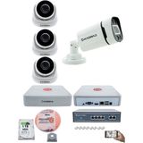 Kadraj Ip Güvenlik Kamera Seti - 3 İç Mekan Ip Kamera 1 Dış Mekan Ip Kamera 1 Tb H.d.d 9 Kanal Nvr Gece Görüş Uzaktan İzleme Hareket Tabiki İnsan Tespi - Beyaz