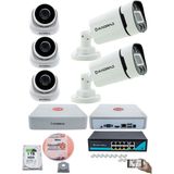 Kadraj Ip Güvenlik Kamera Seti - 3 İç Mekan Ip Kamera 2 Dış Mekan Ip Kamera 1 Tb H.d.d 9 Kanal Nvr Gece Görüş Uzaktan İzleme Hareket Tabiki İnsan Tespi - Beyaz