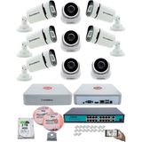 Kadraj Ip Güvenlik Kamera Seti - 4 iç Mekan Ip Kamera, 5 Dış Mekan Ip Kamera, 2tb H.d.d, 16 kanal Nvr, Gece Görüş, Uzaktan Izleme, Hareket Tabiki, Insan Tes - Beyaz