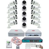 Kadraj Ip Güvenlik Kamera Seti - 5 iç Mekan Ip Kamera, 10 Dış Mekan Ip Kamera, 2tb H.d.d, 16 kanal Nvr, Gece Görüş, Uzaktan Izleme, Hareket Tabiki, Insan Tes - Beyaz